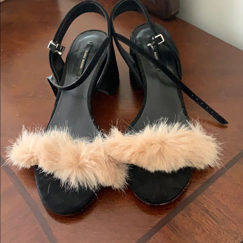 Zara Furry Sandal Heels